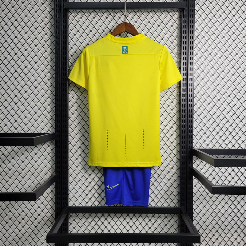 Kit Infantil Al Nassr Amarelo e azul Cristiano Ronaldo Nike I 2023