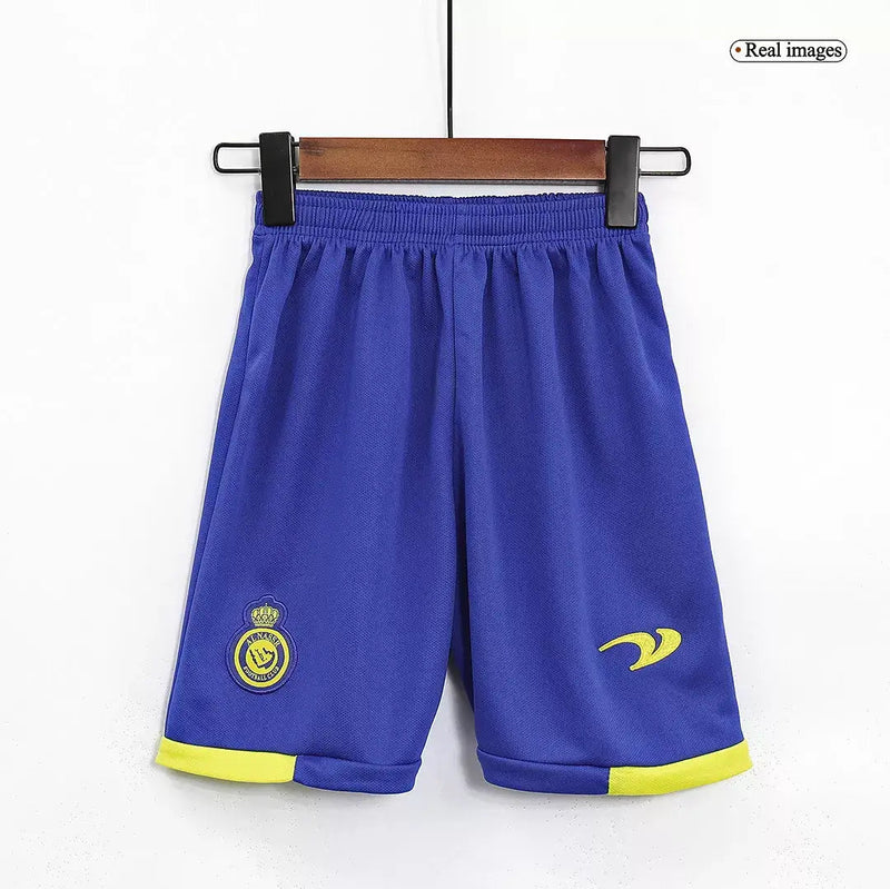 Kit Infantil Al Nassr Amarelo e azul Cristiano Ronaldo I 2022