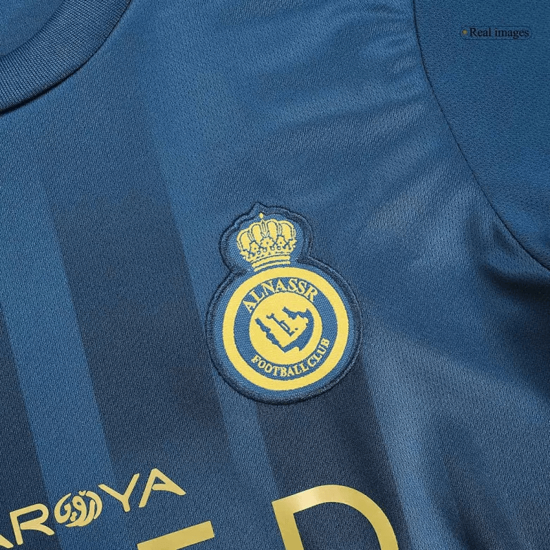 Kit Infantil Al Nassr Azul e Dourado Cristiano Ronaldo II 2023