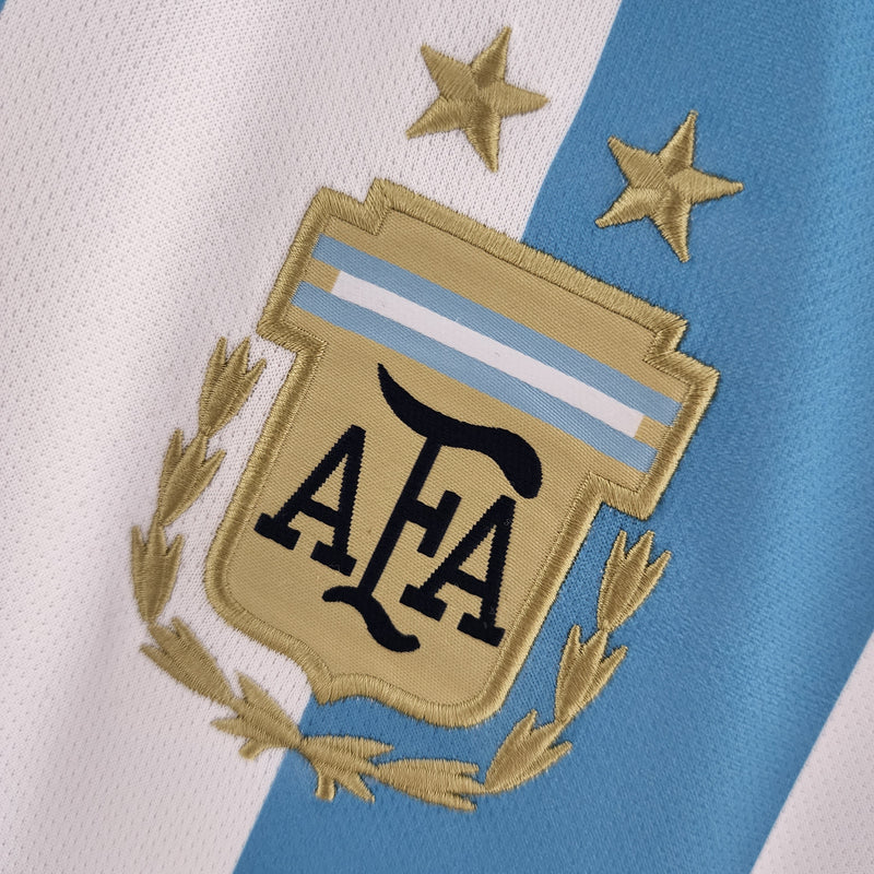 Camisa Argentina Patch Campeão Copa do Mundo  2022 - Adidas Torcedor Masculina