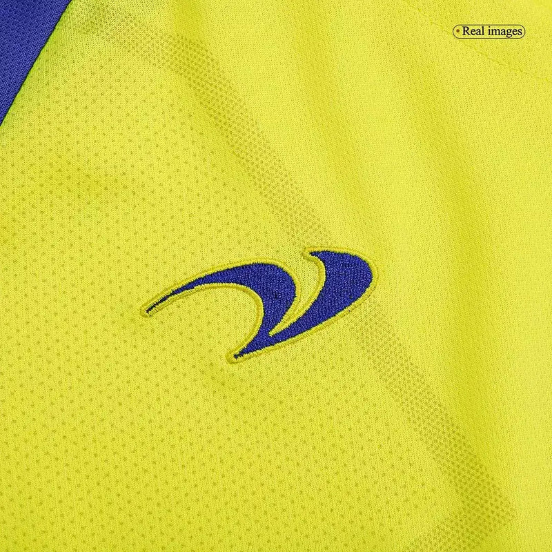 Kit Infantil Al Nassr Amarelo e azul Cristiano Ronaldo I 2022