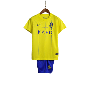 Kit Infantil Al Nassr Amarelo e azul Cristiano Ronaldo Nike I 2023