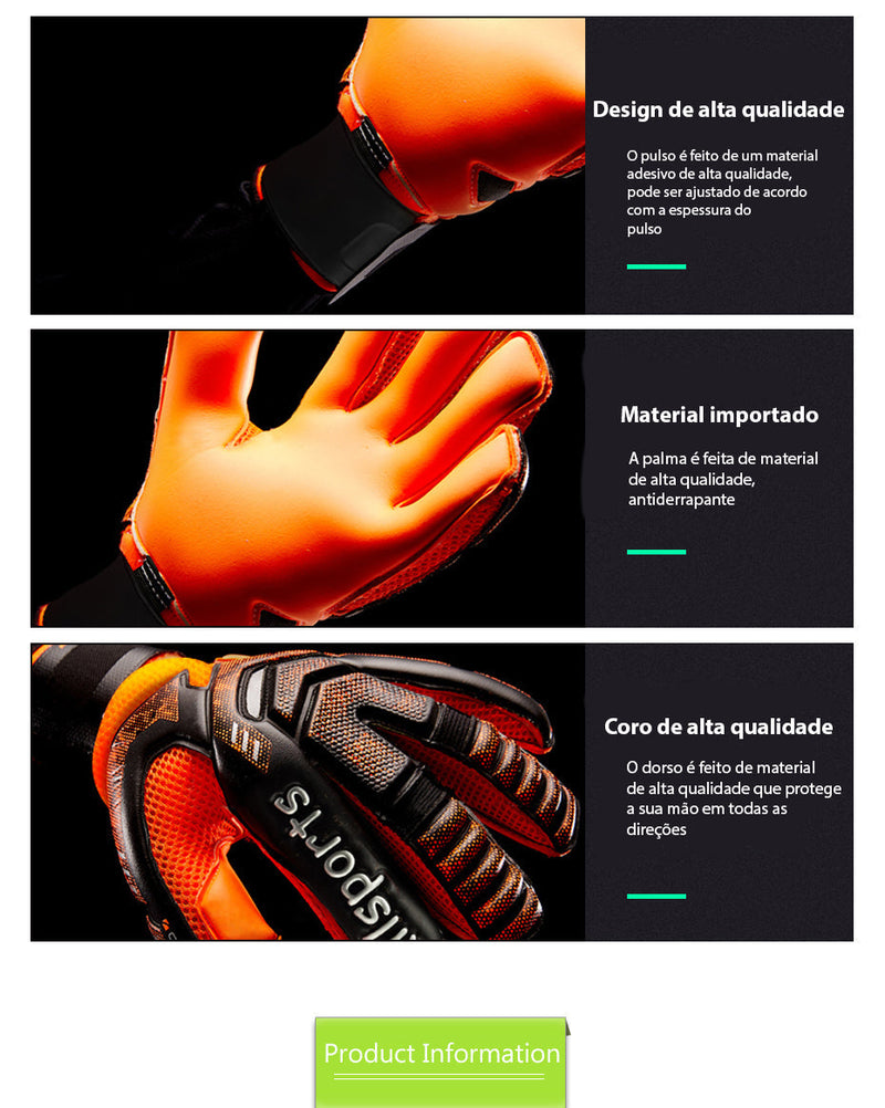 Luva De Goleiro De Futebol Profissional 4mm Látex Com Proteção De Dedo