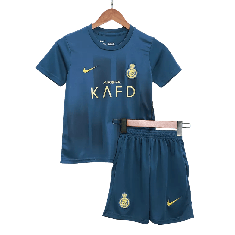 Kit Infantil Al Nassr Azul e Dourado Cristiano Ronaldo II 2023