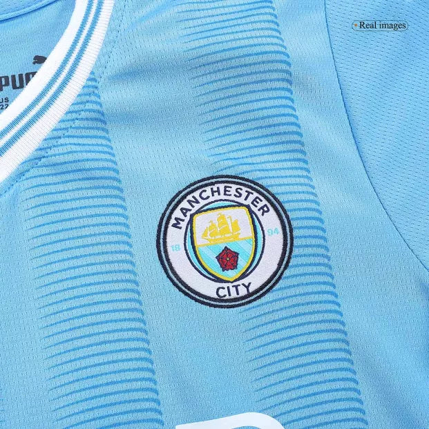 Kit Infantil Manchester City Azul e branco - Haaland I 2023