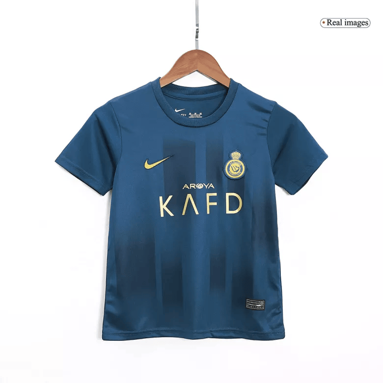 Kit Infantil Al Nassr Azul e Dourado Cristiano Ronaldo II 2023