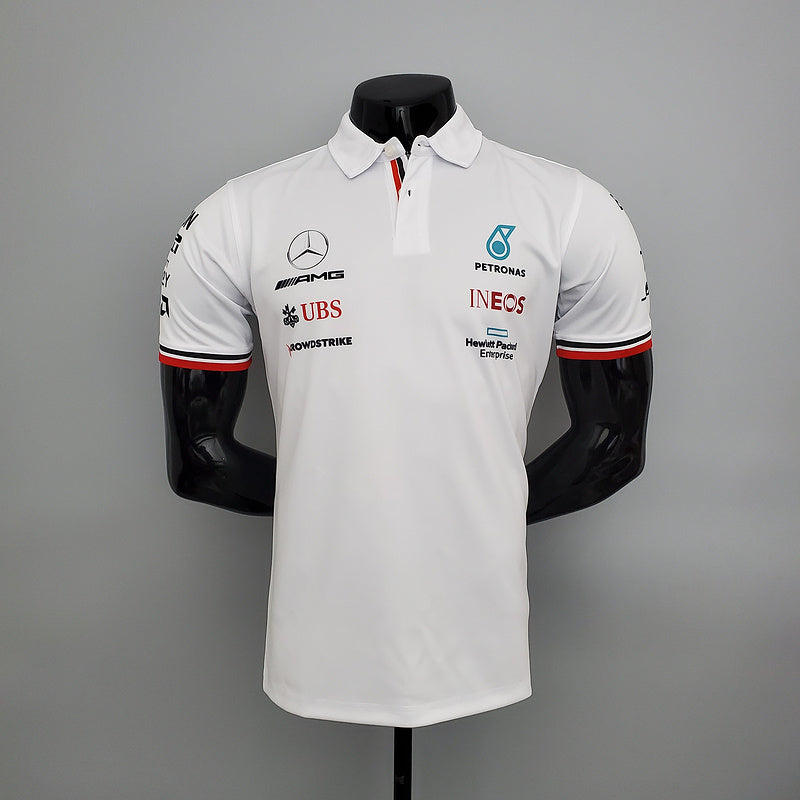 CAMISETA MERCEDES AMG PETRONAS - PÓLO - BRANCA - FÓRMULA 1 - F1