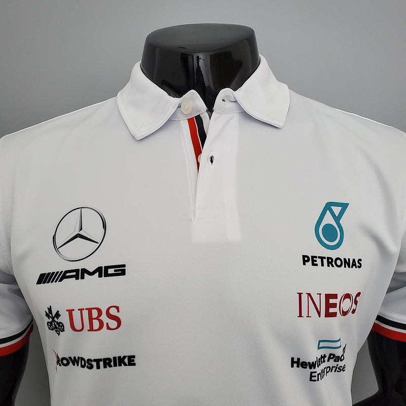 CAMISETA MERCEDES AMG PETRONAS - PÓLO - BRANCA 2 - FÓRMULA 1 - F1