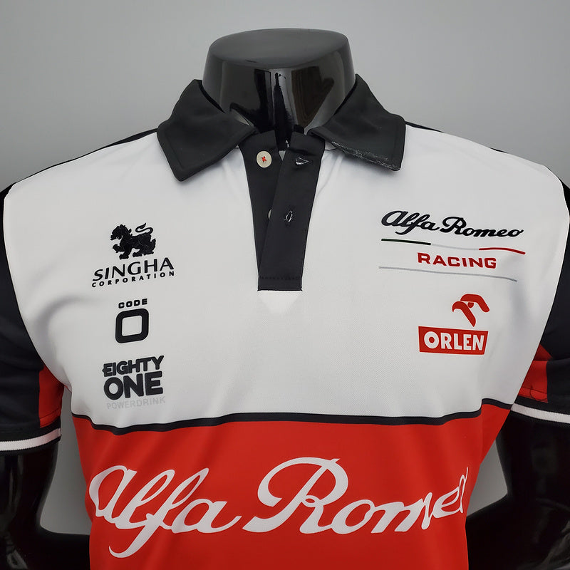 CAMISETA ALFA ROMEO RACING - PÓLO - BRANCA E VERMELHA - FÓRMULA 1 - F1