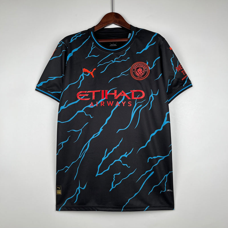 Camisa Manchester City III 2023/24 Torcedor - Preto e Azul- Masculino