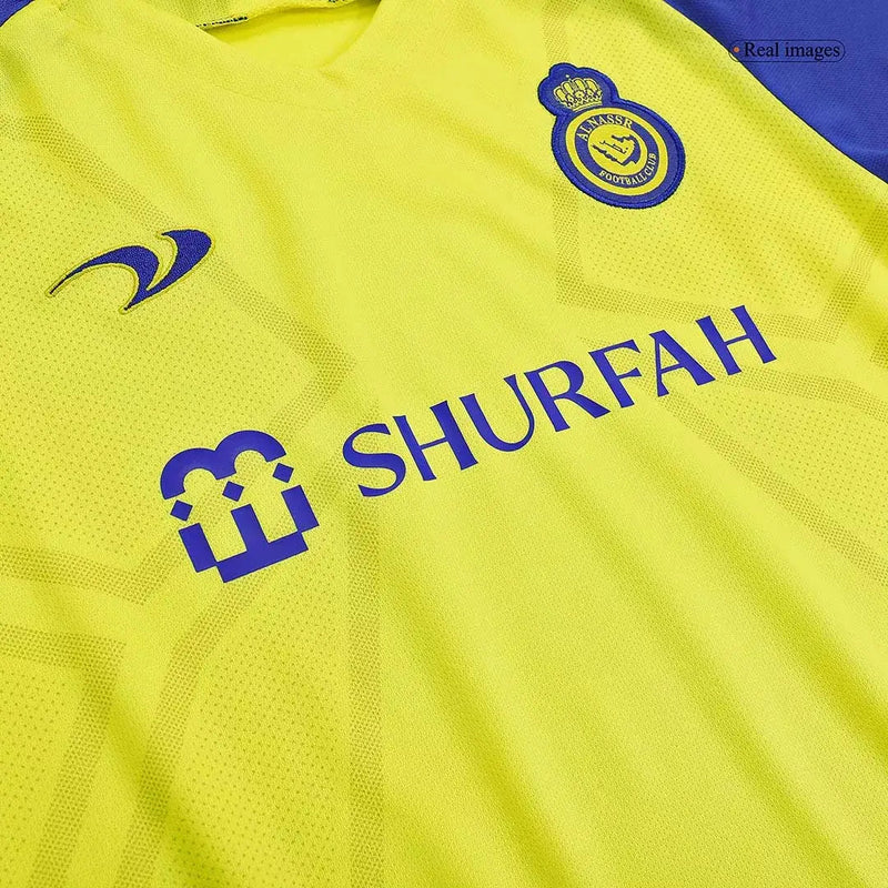 Kit Infantil Al Nassr Amarelo e azul Cristiano Ronaldo I 2022