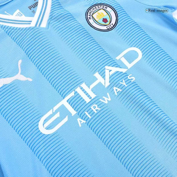 Kit Infantil Manchester City Azul e branco - Haaland I 2023