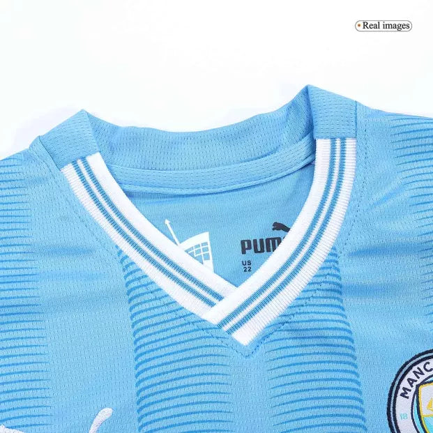 Kit Infantil Manchester City Azul e branco - Haaland I 2023