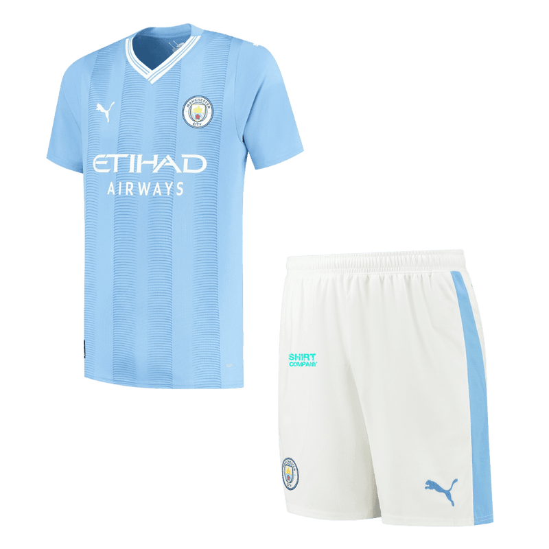 Kit Infantil Manchester City Azul e branco - Haaland I 2023