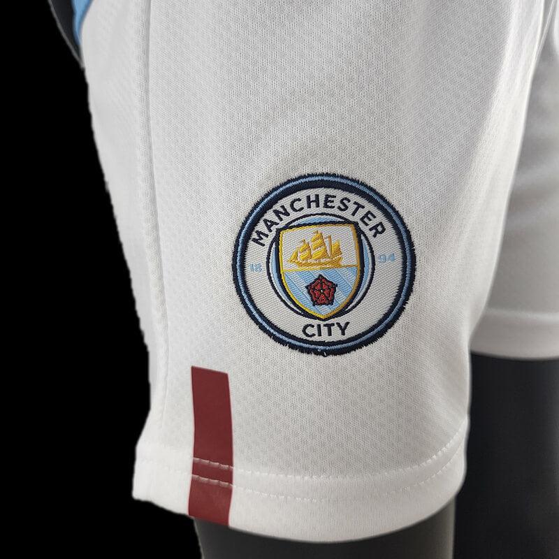 Kit Infantil Manchester City I 2022 - Azul e Branca - Halland