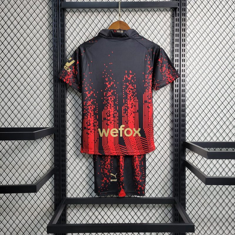 Kit Infantil AC Milan IIII 22/23 Puma - Vermelha e Preta