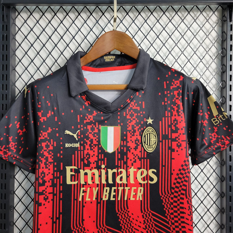 Kit Infantil AC Milan IIII 22/23 Puma - Vermelha e Preta