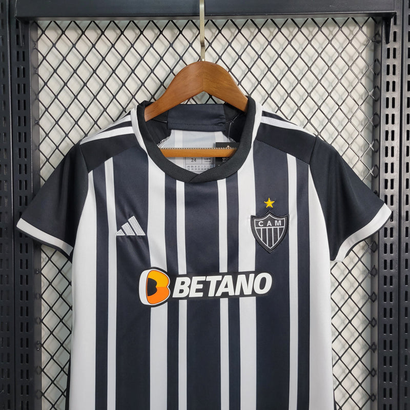 Kit Infantil Atlético Mineiro I 23/24 Adidas - Preto e Branco