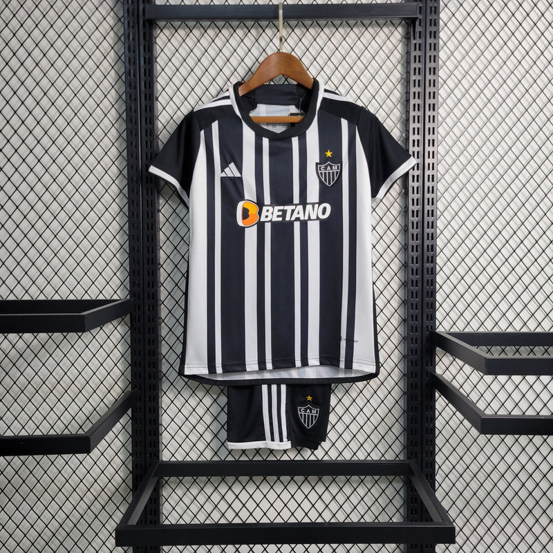 Kit Infantil Atlético Mineiro I 23/24 Adidas - Preto e Branco