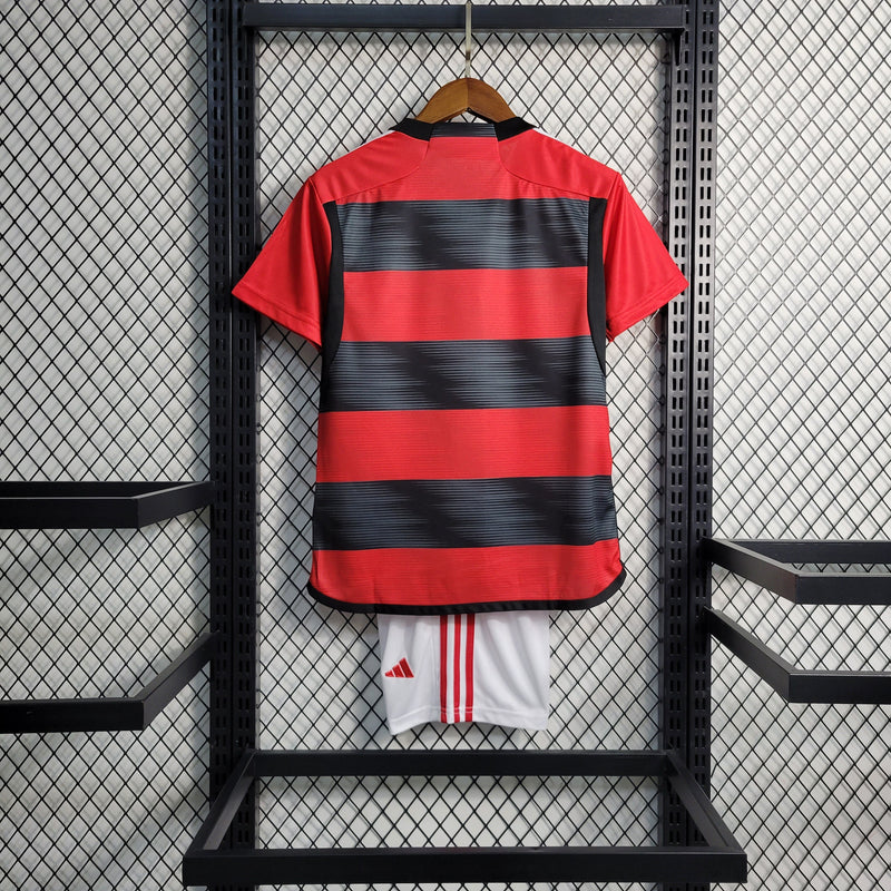 Kit Infantil Flamengo I 23/24 Adidas - Vermelho e Preto