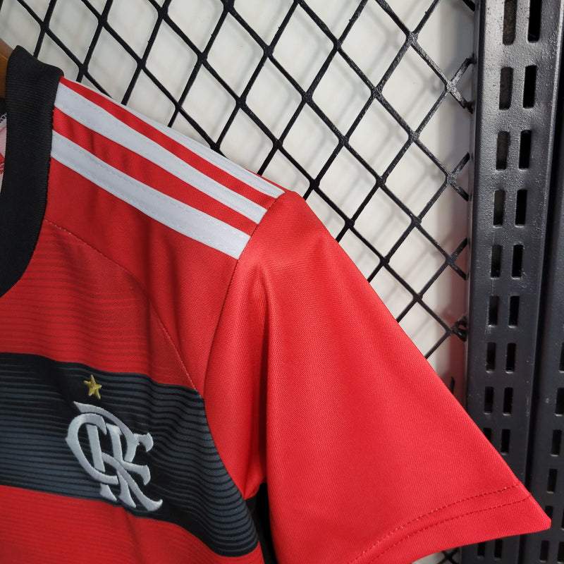 Kit Infantil Flamengo I 23/24 Adidas - Vermelho e Preto