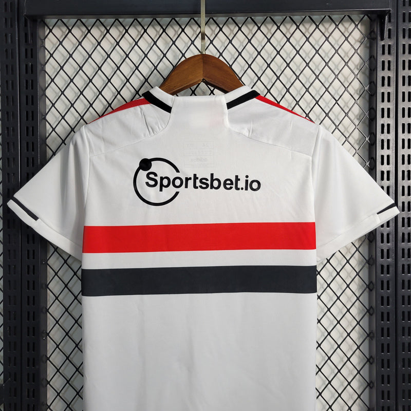 Kit Infantil São Paulo I 23/24 Conjunto Adidas - Branco, Vermelho e Preto